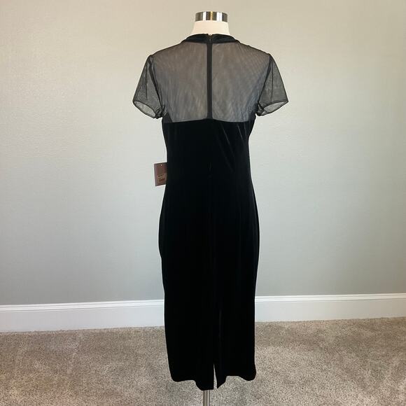 JS Collections Women's Cocktail Dress Size 8 Black Velvet Short Sleeve Sheath - Picture 6 of 13